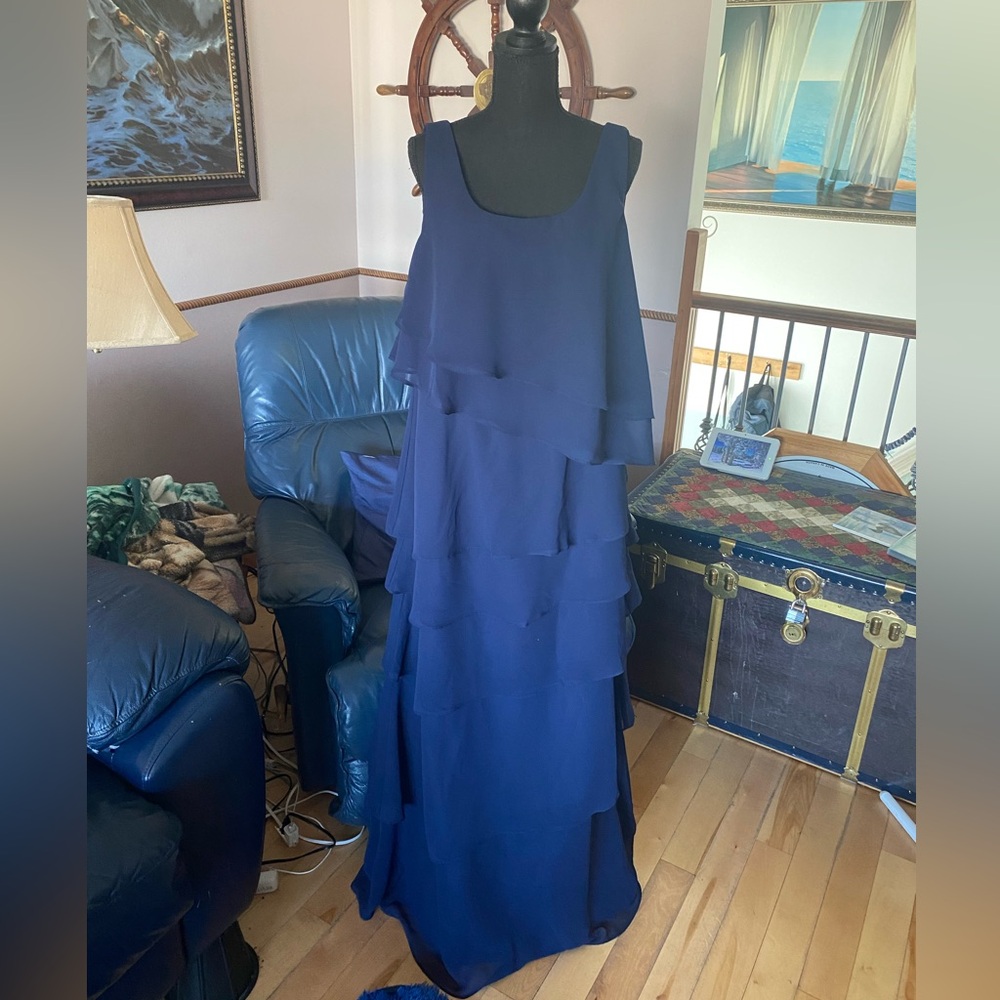 Alfred Angelo Deep Blue Layered Maxi Dress - Picture 3 of 7